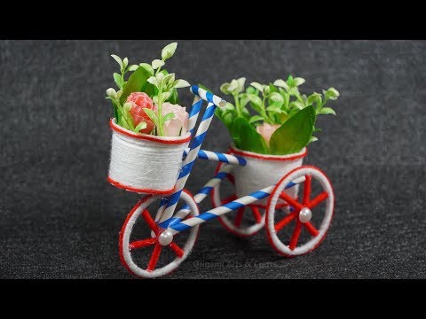 DIY STRAW BICYCLE 🚲 Paper Cup Crafts 🥤 Best Out of Waste ✂️ Bangle Ideas 💡 Earbud Crafts