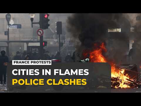 France protests: Fires and clashes erupt as thousands rally over cost of living and education