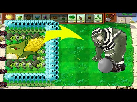 99 Gatling Snow Pea vs Cob Cannon vs 99 Gargantuar - Plants vs Zombie