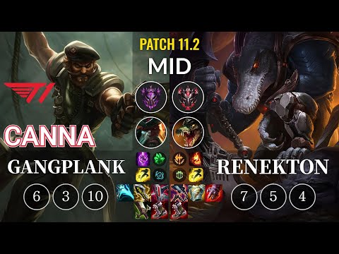 T1 Canna Gangplank vs Renekton Mid - KR Patch 11.2