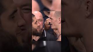公式計量セレモニーよりフェイスオフ👊イスラム・マハチェフ🆚イアン・マシャド・ガリー📅8月16日（日）⏰プレリム6時30分｜メインカード10時📺 #UNEXT & #UFCFightPass