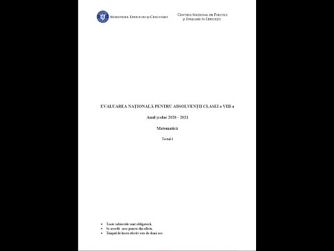 Enunt Test 1- Teste de antrenament - Model matematica MEN EN 2020 - 2021