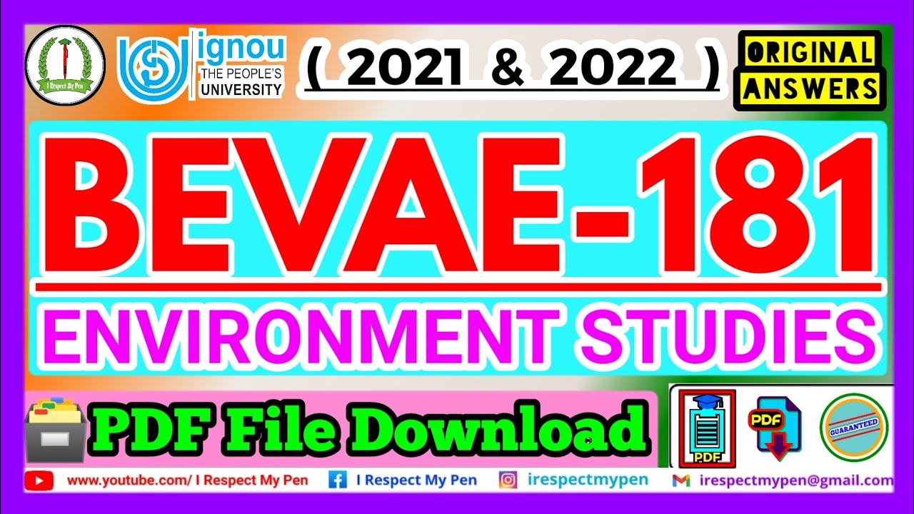 BEVAE 181 Solved Assignment 2022 IGNOU BEVAE181 Environmental Studies PDF DOWNLOAD IGNOU (AECC) 2022