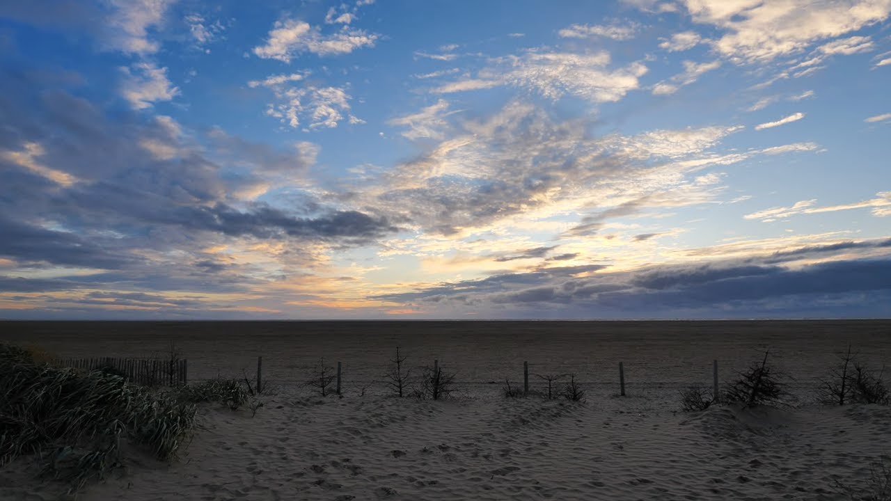 4K Sunset at St Annes Lytham Beach. English Countryside