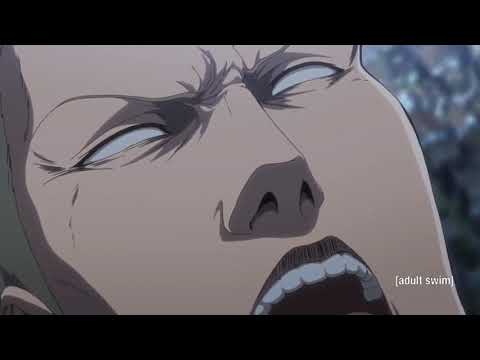 Attack on titan season 3 part 2 Levi stabs Reiner english dub