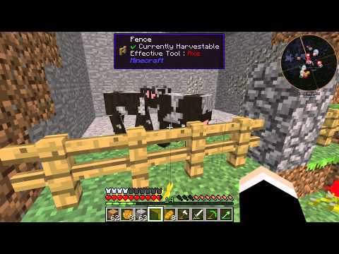 Minecraft FTB Direwolf20 ep 3 house setup and cow farm