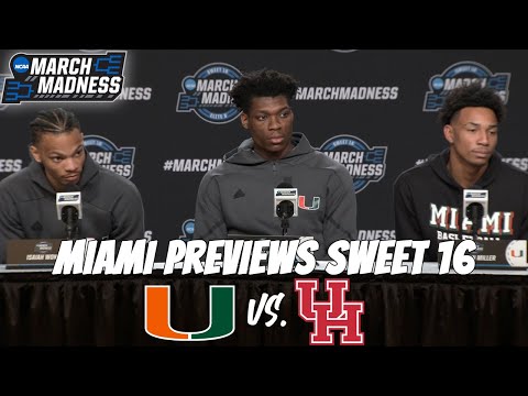 Miami Previews Facing Houston in Sweet 16 | Jim Larranaga, Isaiah Wong, Jordan Miller & Walker