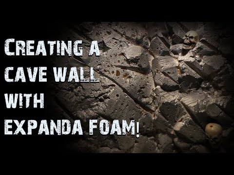 Create a faux rock wall with foam in a can!