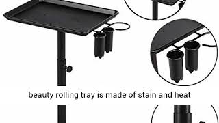 Nurxiovo Salon Tray Tattoo Rolling Tray Station Beauty Trolley Cart Equipment Aluminum Mobile Beauty