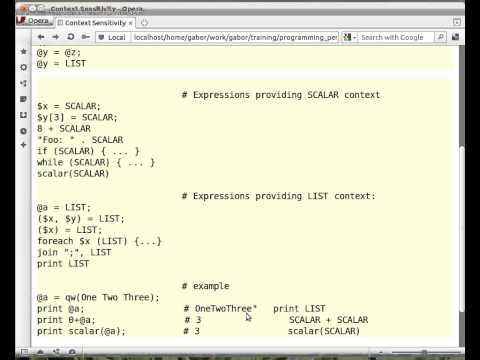 Beginner Perl Maven tutorial: 5.3 - Context sensitivity
