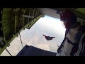 Skydivers entered the cargo plane with wingsuit