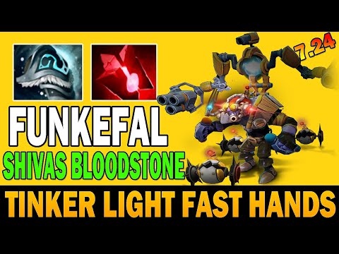 FUNKEFAL TINKER GOD CRAZY SHIVAS GUARD DAMAGE LIGHTNING FIGHT HANDS 7.24 DOTA 2 GAMEPLAY