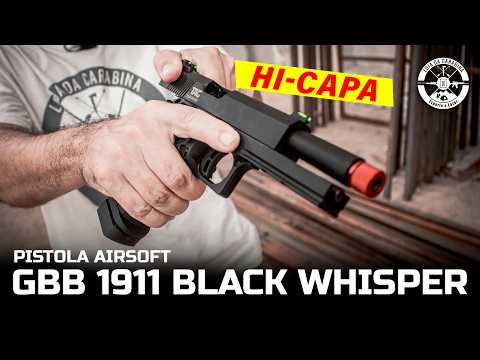 Pistola Airsoft GBB 1911 Black Whisper HI-CAPA Full Metal TAG Tactical