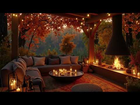 Autumn Porch Rain & Fireplace Sounds 🍂 Peaceful Fall Ambience for Studying and Mental Clarity