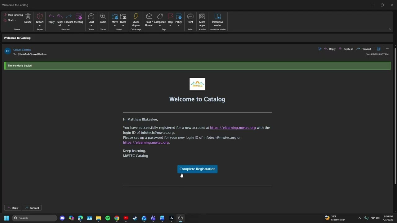 MWTEC Open Enrollment Registration Process
