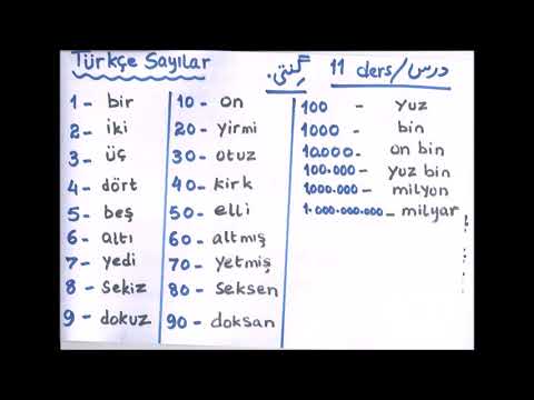 LESSON  11 Türkçe Sayılar ( How to   say  numbers in Turkish )