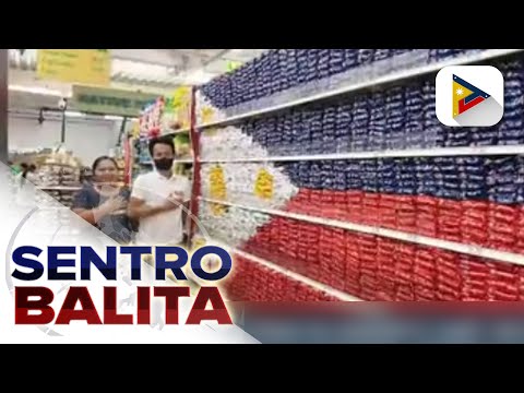 Watawat ng Pilipinas na idinesenyo gamit ang noodles sa isang supermarket sa Bukidnon, trending