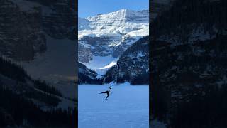 Skating on the most beautiful lake ⛸️ #lakelouise #banff #canada