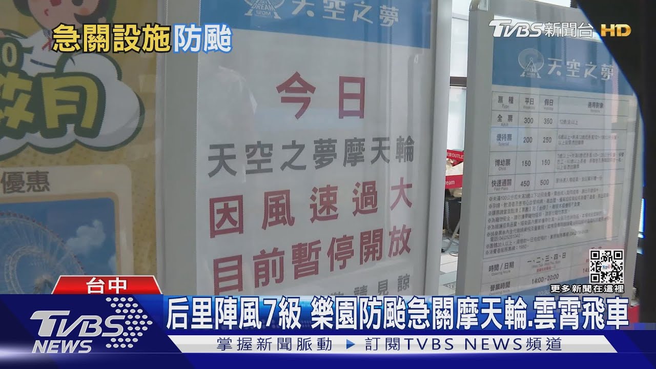 后里陣風7級！　樂園防颱急關摩天輪、雲霄飛車