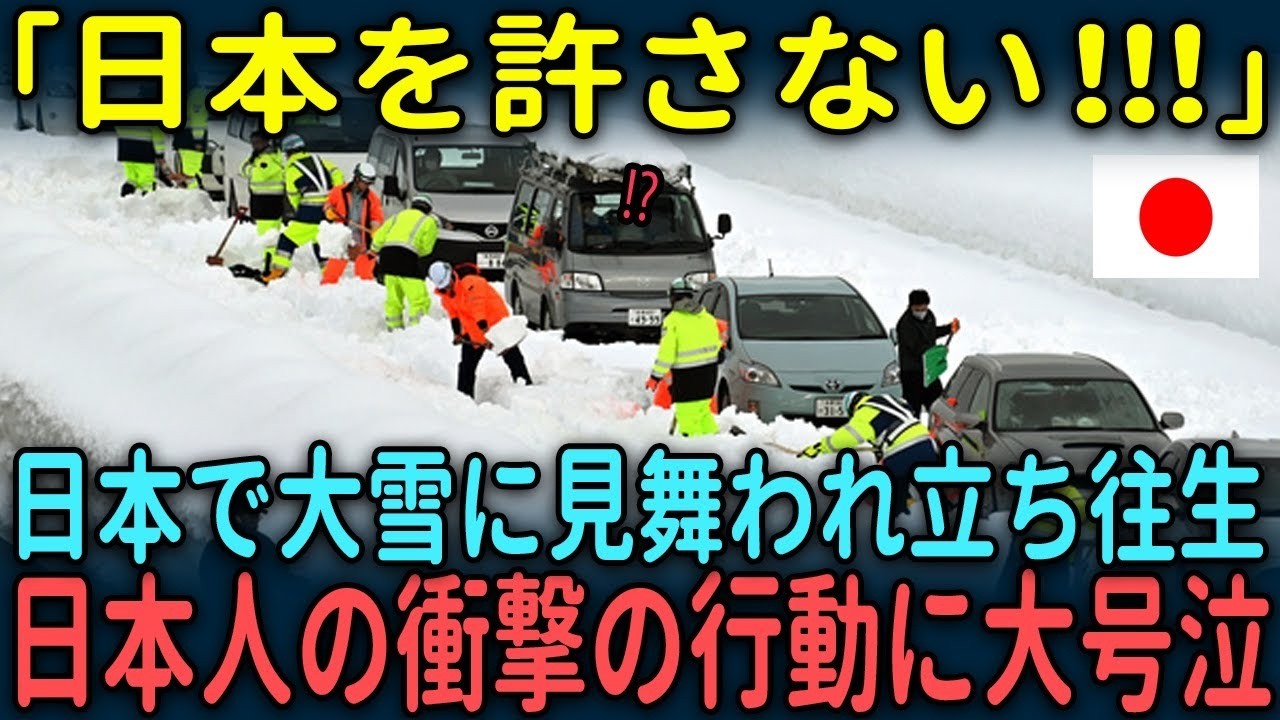 【海外の反応】「日本を許さない！！！」日本を観光中、大雪に見舞われ立ち往生してしまうが、日本人の衝撃の行動に大号泣【総集編】
