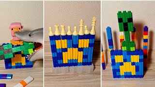 🔥Satisfying ASMR 🎈 Minecraft Funny lego beads Play Shark puppet creeper sheep