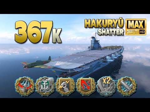 Aircraft Carrier Hakuryū: 367k on map Shatter - World of Warships