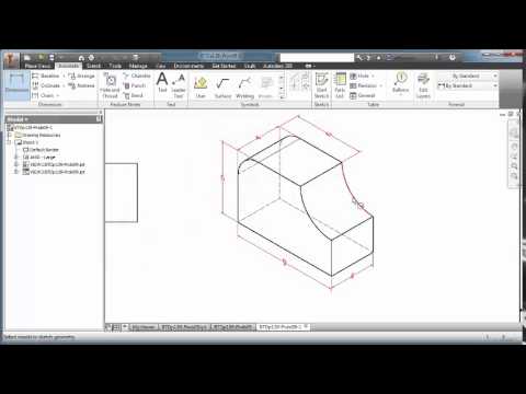 Inventor Tutorial with Isometric Sketches – Intermediate part 9b of 20 multi-views