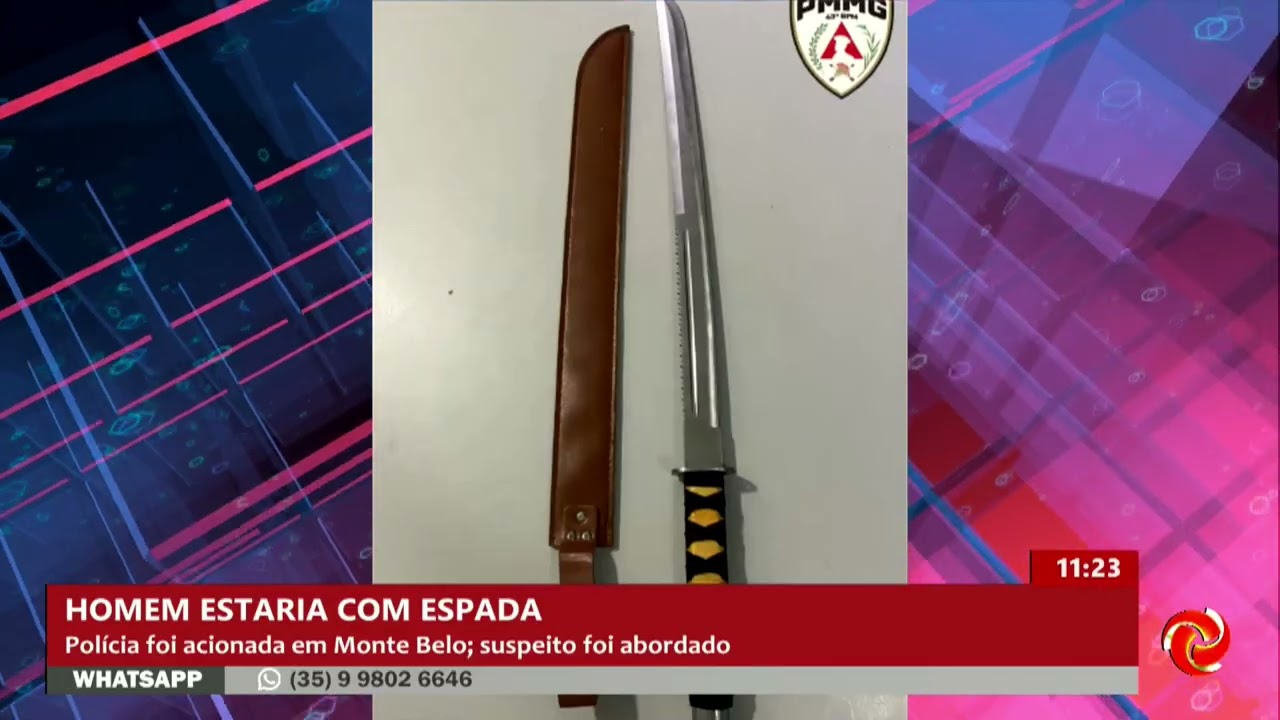 Homem é abordado com espada após denúncia em Monte Belo