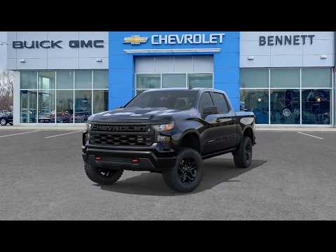 2026 Chevrolet Silverado 1500 Crew Cab Short Box 4-Wheel Drive Custom Trail Boss in Black for sale at Bennett Chevrolet Cadillac Buick GMC Ltd. in Cambridge, ON