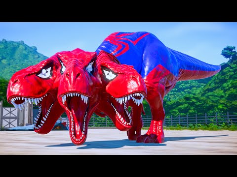 The MOST BRUTAL BATTLE in Jurassic World! | Mutant Spider-Man T-Rex vs VENOM Spinosaurus |