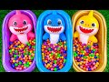 3 Minutes Satisfying Video Mixing Funny Candy ASMR Make Up In 3 Bathtubs With Magic Sharks Slime