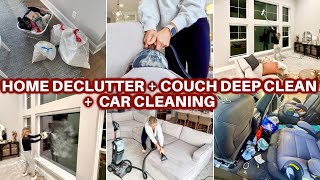 FULL HOUSE RESET | Massive Decluttering, Car Detailing + Couch Deep Clean | Clean with me