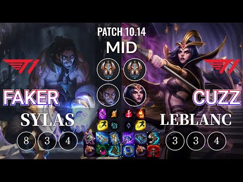 T1 Faker Sylas vs T1 Cuzz LeBlanc Mid - KR Patch 10.14