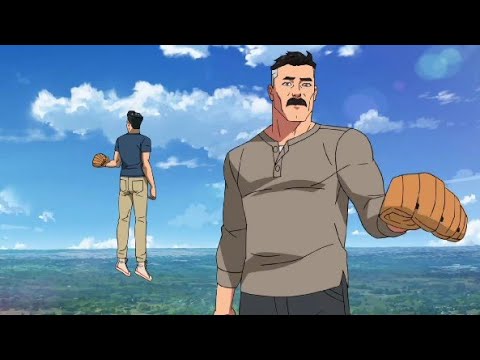 Invincible trains with his dad | Baseball scene | The Invincible S01E01 (2021)
