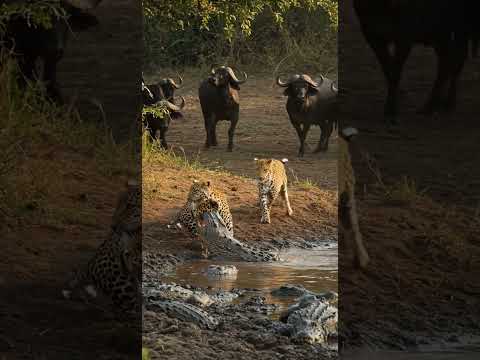 Leopard Vs Crocodile above the river #wildlife #animals #wildanimals #documentary