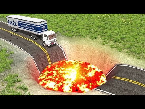 Cars vs Impossible Loop Bridge but The Floor is Lava BeamNG.Drive #car