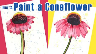 How to Paint a Watercolor Coneflower KIDS Art Tutorial