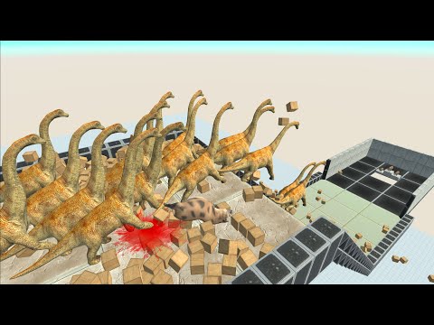 Dinosaur Run To eat Pig #4 - Animal Revolt Battle Simulator