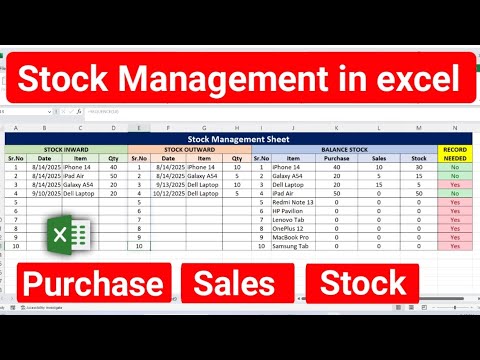 Excel stock management sheet | stock management in excel #excel @excelbazarus