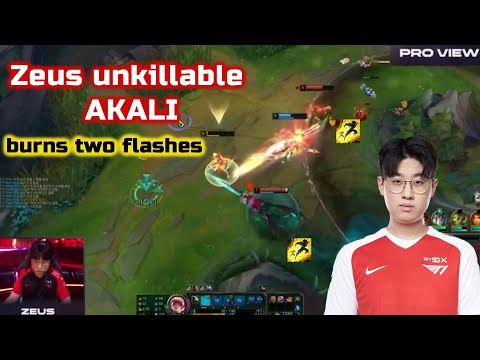T1 ZEUS UNKILLABLE demon king akali vs HLE