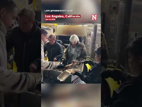 Jay Leno Spotted Serving Food To Los Angeles Firefighters