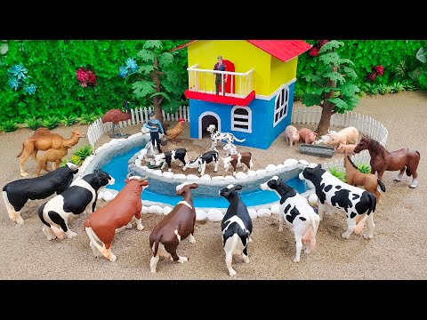 DIY how to make mini Country Farm for Cows, Horse - Farm Diorama and Barnyard Animal Figurines