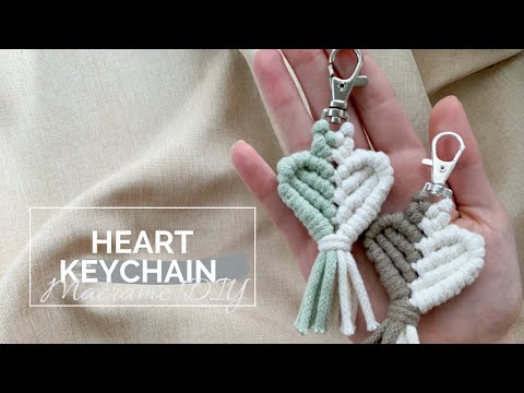 DIY Macrame Keychain, Two-Color Heart Key Chain Tutorial • Makramee Herz Schlüsselanhänger