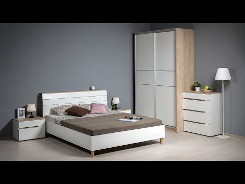 Миниатюра изображения товара Двуспальная кровать Mobi Муссон 11.41 (белый/дуб эндгрейн элегантный)