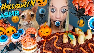 Download lagu ASMR EATING HALLOWEEN CANDY, CHOCOLATE CAKE, EDIBLE WORMS (My channel too @jellaasmrfun) MUKBANG 먹방 mp3
