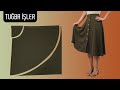 No Zip No Elasticated Band (Very Easy Button Front Circular Skirt Cutting and Sewing) | Tuğba İşler