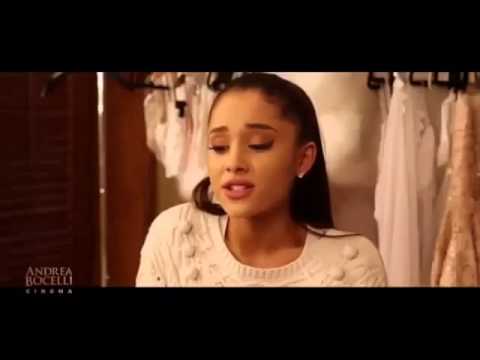 Ariana Grande talking about her duet with Andrea Bocelli