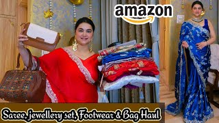 Amazon sale upto 80% off wedding Wear Saree, jewellery set, footwear & bag haul @PoojaRikichoyal 