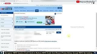 Deregister HDFC Inactive Credit Cards & Redeem HDFC Credit Card Reward Points by HDFC Net banking