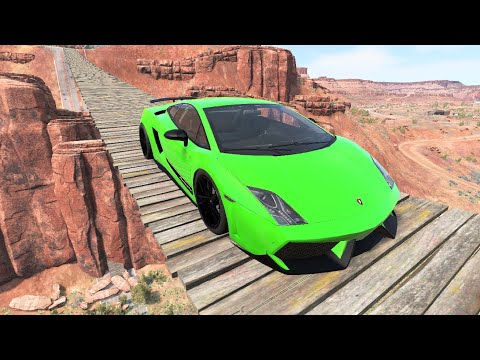Cars vs Suspension Bridge -- BeamNG.Drive